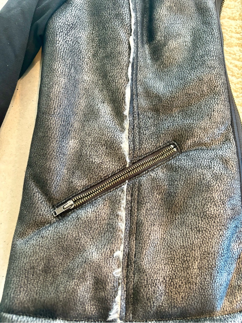 Ella Moss Black Jacket with Cream Faux-Shearling Lining - Picture 3 of 3